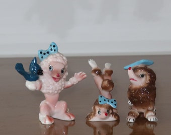 vintage mid century poodle figurines 1950s poodle figurine miniture poodle figures bone china figurines