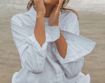 WHITE felt - White cotton oversized shirt