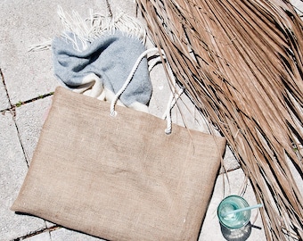 Large Jute Burlap Beach Bag Oversized Tote