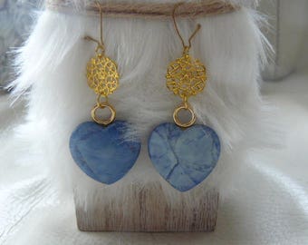 Earrings "blue heart" agate