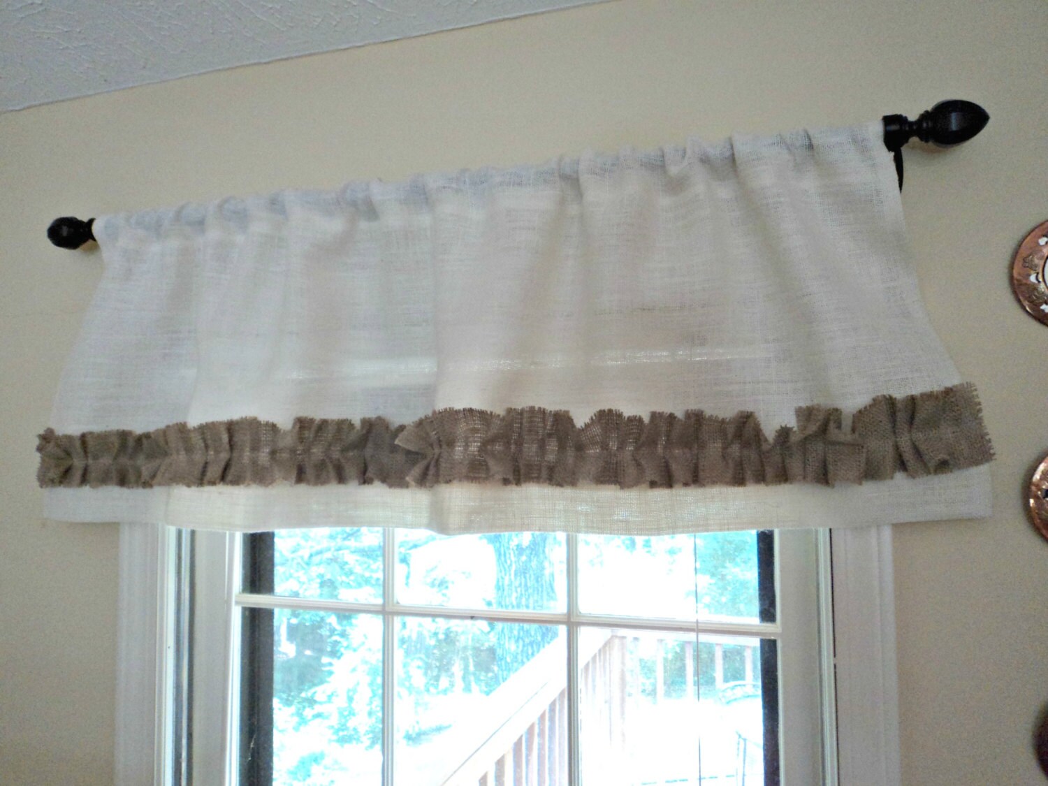 42 up to 80 Wide Natural or Ivory Burlap Valance