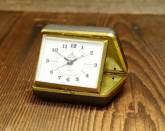 Vintage ARADORA Travel Alarm Clock ,made in Romania, ARADORA 8 Jewels,Working Mechanical clock,Romania Retro Old alarm clock