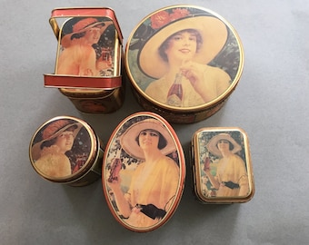Vintage 1980's Coca Cola Tins-Set of 5