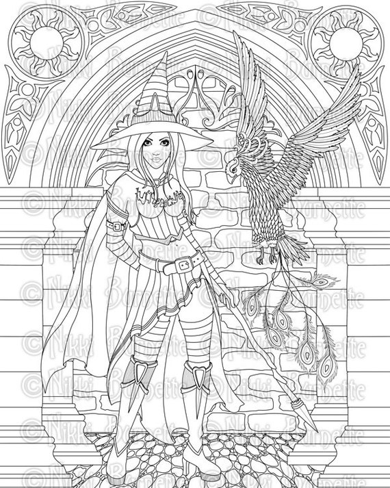 Download Digital Stamp Printable Coloring Page Witch Stamp Adult