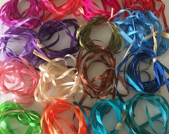 Silk Ribbon, hand dyed silk ribbon, woven silk ribbon, 4mm silk ribbon