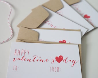 Happy Valentine's Day Card Set of 5 Valentines