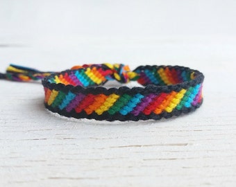 Braided gay pride bracelet, Rainbow LGBT lesbian friendship bracelet, Best friend gift, Knotted macrame bracelet, Hippie and boho bracelet
