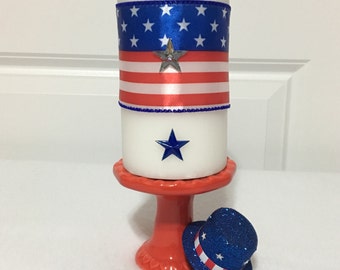 American Flag Decor, Stars and Stripes, Patriotic Decor, White Candles, Gifts Under 20, Red White and Blue Decor, US Flag, Patriotic Gifts