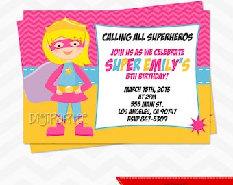 Girl Superhero Invitation