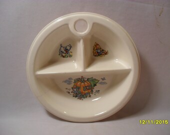 Awesome Vintage Promotional Advertising Divided Pottery Baby Dish