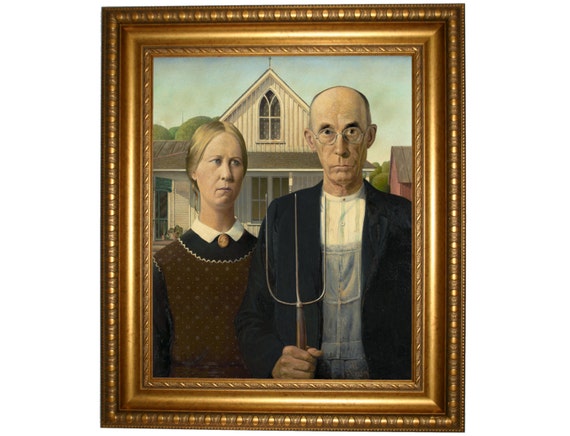 American Gothic Farmer And Wife Holding Pitchfork By Grant   Il 570xN.1073309097 N0tu 