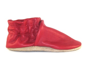 Soft Sole Red Leather Baby Shoes 18 to 24 Month Eco Friendly