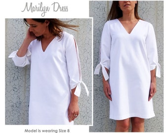 Marilyn Woven A-Line Dress Sewing Pattern - Sizes 10, 12 & 14 - Downloadable PDF Dress Pattern