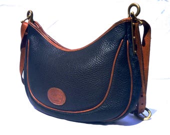 Vintage 80's Dooney & Bourke All Weather Leather Crescent Sac Purse