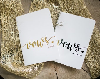 Personalized Wedding Vow Books | set of 2 | gold foil heart