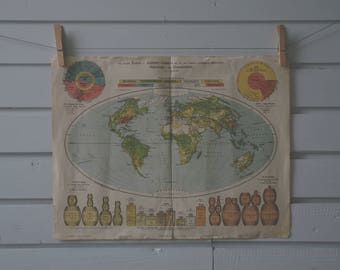 1917 Vintage World Map