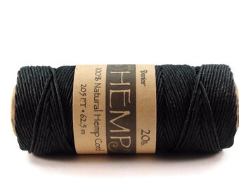 Black Hemp Cord 20 lb 205 ft