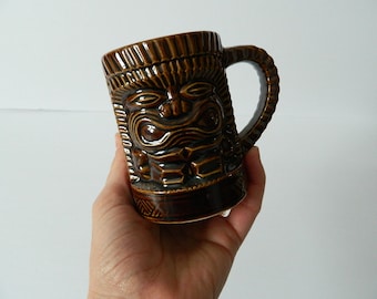 Vintage Orchids of Hawaii Tiki Mug - Low Ball Ku Mug with Handle - Japan R-12