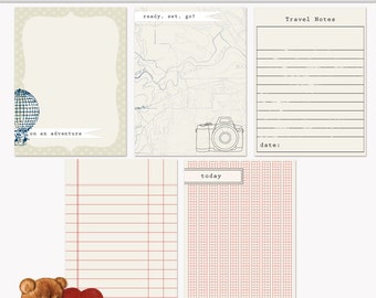 Printable Journaling Cards Travel Set 1 for Scrapbook and Project Life INSTANT DOWNLOAD