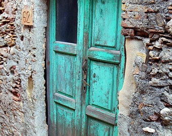 Farmhouse Decor - Turquoise Wall Decor Turquoise Door Print Door Photography Sicily Italy Photography Door Photo Rustic Photography