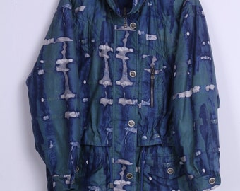 Vintage Womens 40 L Jacket Blue Full Zipper Parka