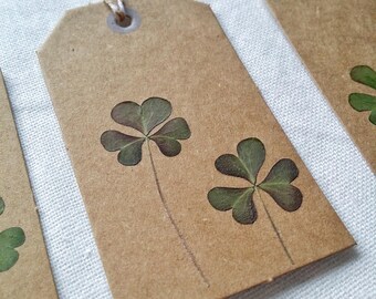 Set of 4 tags with clovers real-collection: "messages from the Woods"