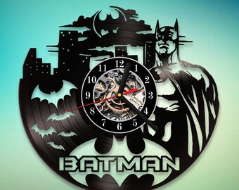 Batman Vinyl Clock / Handmade Art / DC Comics / Vinyl Record Clock / Art Decor / Gift for Fans / Home Decor / Unique Christmas Gift / Gotham