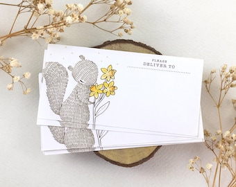 10 Mailing Labels - Squirrel & Daffodil