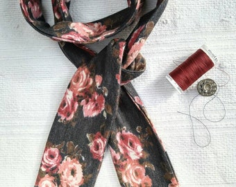 Thin woman scarf pink on charcoal, women, skinny scarf skinny scarf