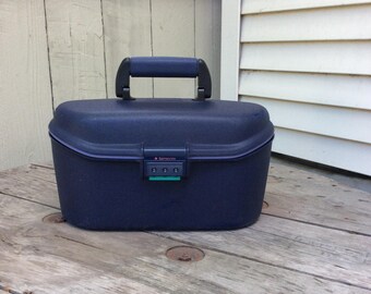 Vintage 1990s Samsonite Navy Blue Traincase Upcycled!
