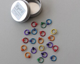 Stitch Markers for Knitting, knitting markers, BUMPER RAINBOW set, knitting supplies, knitting gift, snag free RIGHT-O markers for knitting