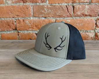 Elkhorn Embroidery Antler Hat on Richardson 312 Loden/Black