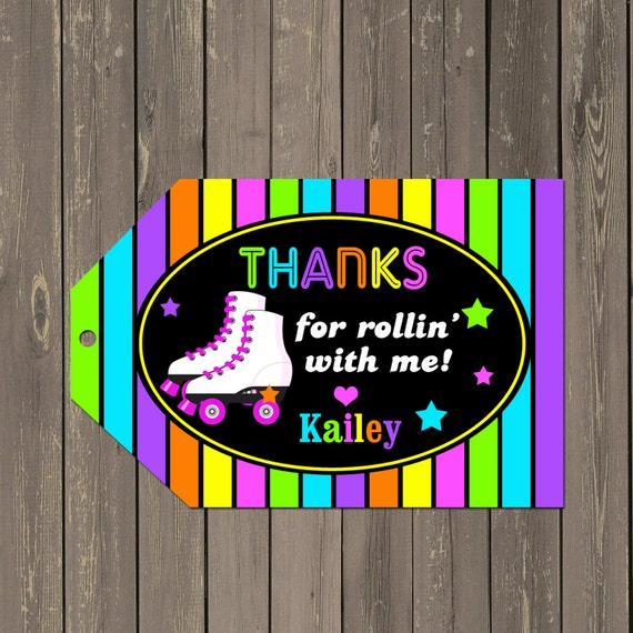 Roller Skating Party Favor Tag Neon Skate Party Goody Bag