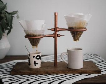 Double Pour Over Coffee Stand - Copper