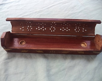 Hand Carved Bamboo Incense Box And Burner, Incense Box, Wooden Incense Box, Bamboo Incense Box, Rustic Incense Box, Incense Burner, Incense
