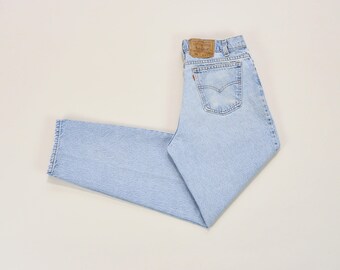 Vintage Levi's Jeans, Light Wash Levis, 90s Levi Jeans, Faded Worn Distressed Levis, High Waisted Jeans, Loose Tapered Mens Levis Size 33 34
