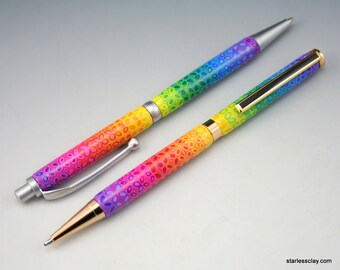 Rainbow Pen in Fimo Flower Pattern Mechanical Pencil