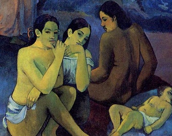 Detail from Where Do We Come From, Where Are We, Where Are We Going by Gauguin - an Original 1954 Art Print