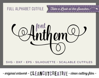 Full Alphabet SVG Fonts Cutfile - Fancy Script cricut font DXF EPS - Silhouette Cameo & Cricut - commercial use clean cutting digital files