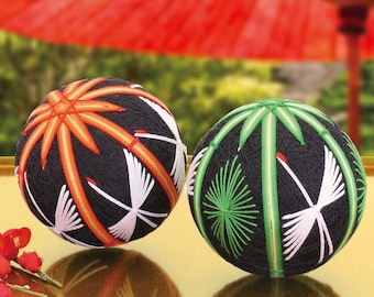 Olympus TM12 Temari Kit Crane and Bamboo 2 Balls - Traditional Japanese Temari
