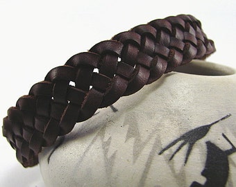 Wristband - Celtic Weave of Life Spanish Leather Cuff -- Braided Leather Bracelet