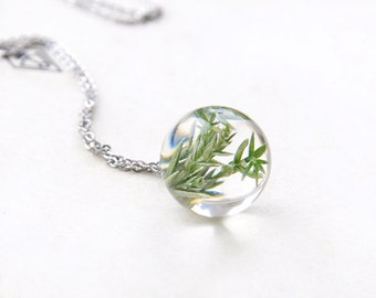 Juniper necklace ⇷18mm⇸ Stainless steel chain | Real Juniper pendant Resin jewelry | Junipers birthday gift | Anniversary gift for Juniper