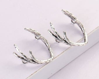 2 silver connectors "Antlers" 2.5 cm