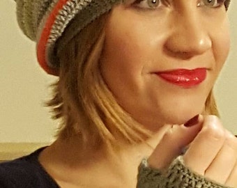 All slouchy and mittens Hat wool Merino