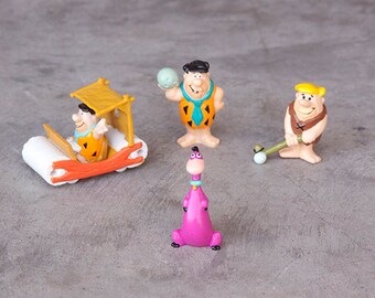 Flintstones Sports Toy Figures Fred Flintstone Dino Barney Rubble Flintstone Car Fred Bowling Barney Golfing Hanna Barbera 1990 Applause
