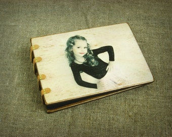 Personalised Wooden Photo Album - Coptic Stitched - Modern Stylish Book - Wooden Scrapbook Album - Family Photo Album - Handmade Photo Album