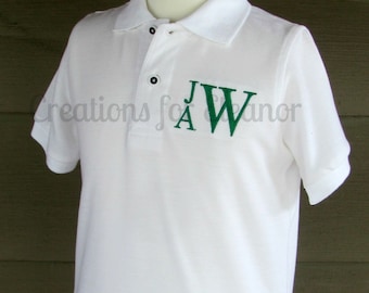 Boys Monogrammed Polo Shirt, Boys Pique Polo, Boys Monogram Shirt, Boys Polo Shirt