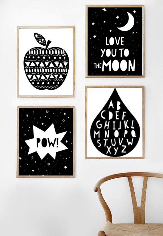 Scandinavian posters kids prints black white art nordic Scandinavian posters kids prints black white art nordic