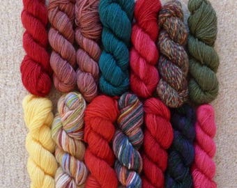 Sock Yarn Mini Skeins - 10 Grams Each, 12 Colorways - Set #1