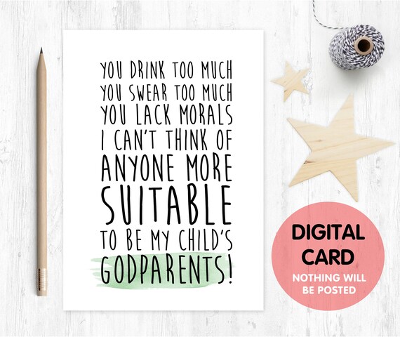 will you be my godparents card printable godparents card, funny godparents card printable, godparents proposal downloadable card